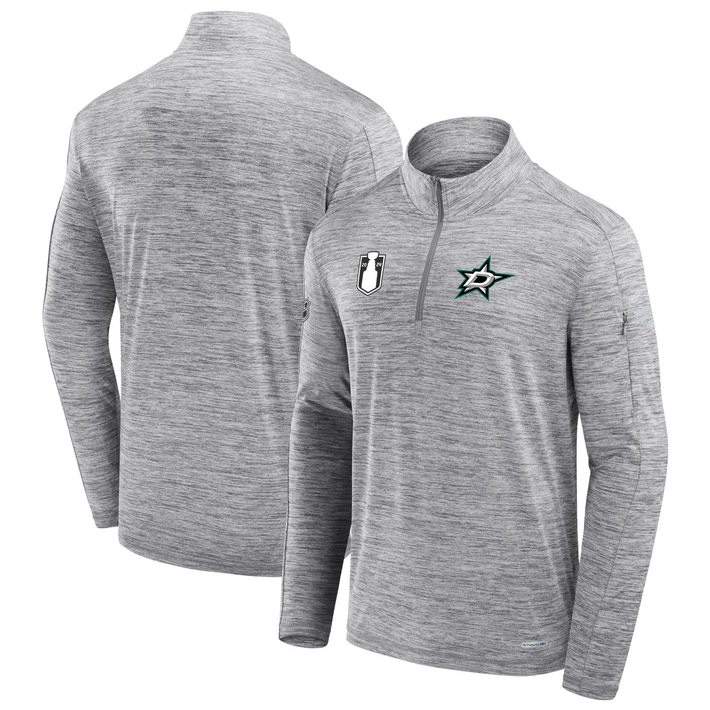 DALLAS STARS FANATICS 2024 PLAYOFFS AP 1/4 ZIP - front and back view