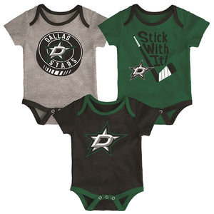 Dallas Stars Infant Cuddle and Play Creeper Set in Gray Black and Green - Front View
