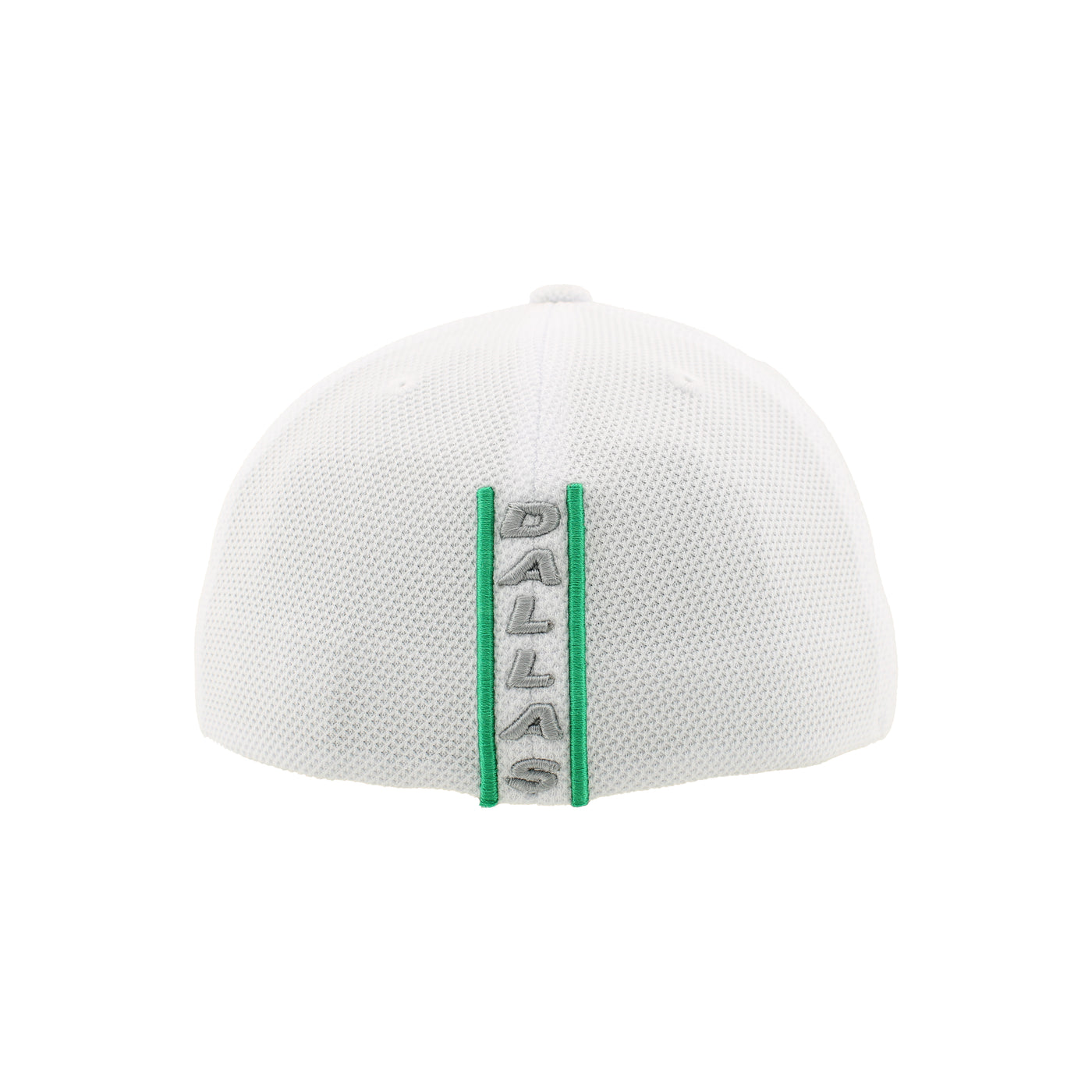 White mesh cap with 'DALLAS' branding on a white background