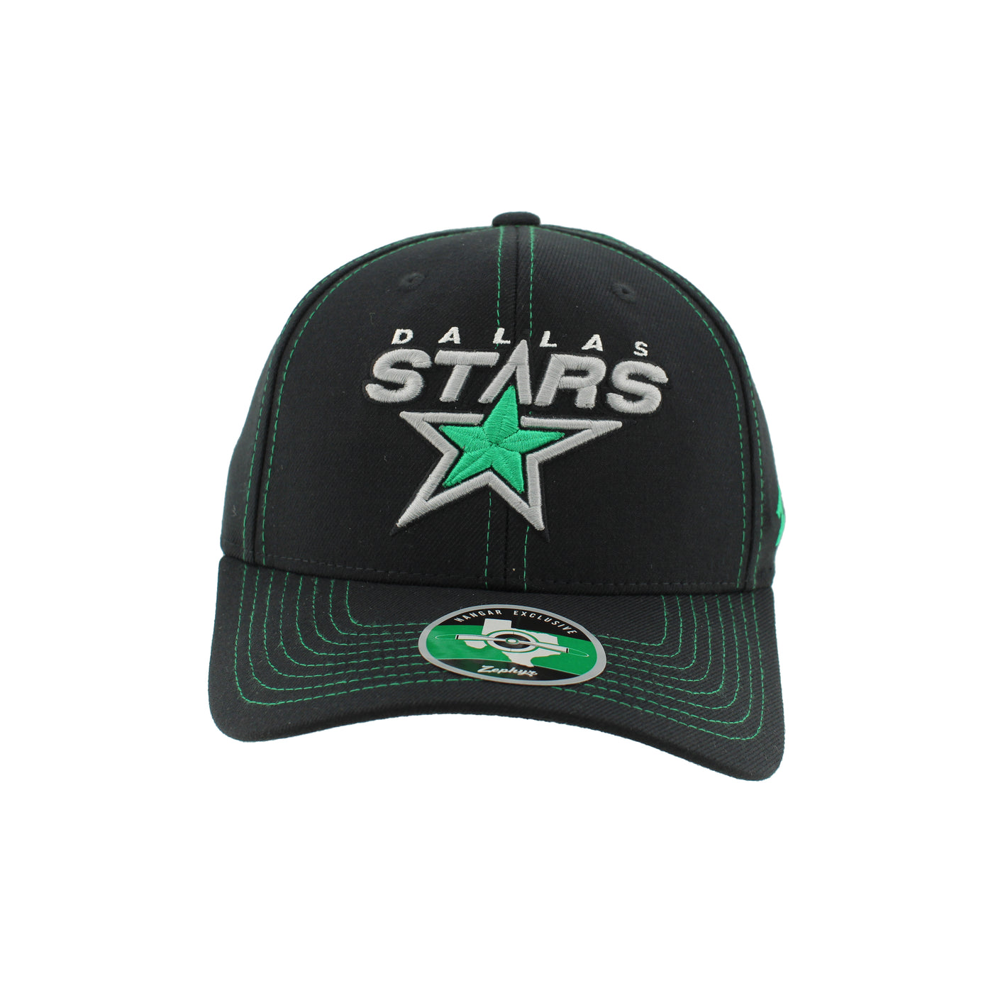 Black cap with Dallas Stars 3rd logo on a white background