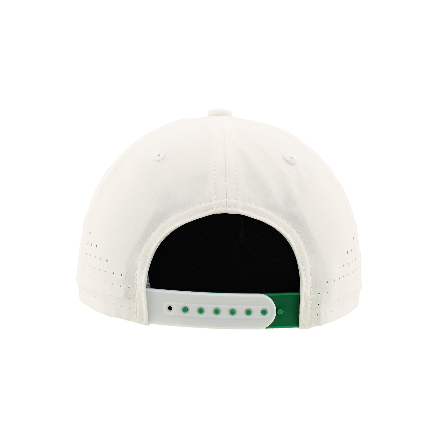 White cap on a white background - back view