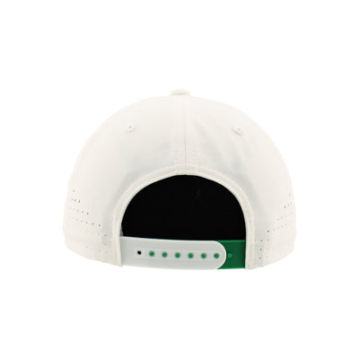White cap on a white background - back view