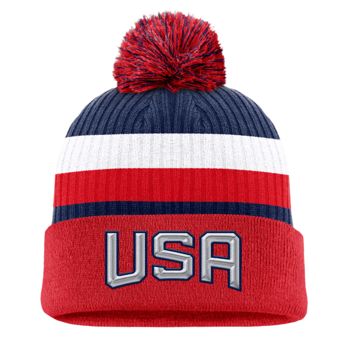 FANATICS 4 NATIONS USA CUFFED BEANIE W/POM - FRONT VIEW