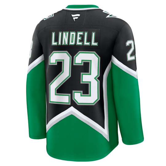Green and black hockey jersey with &