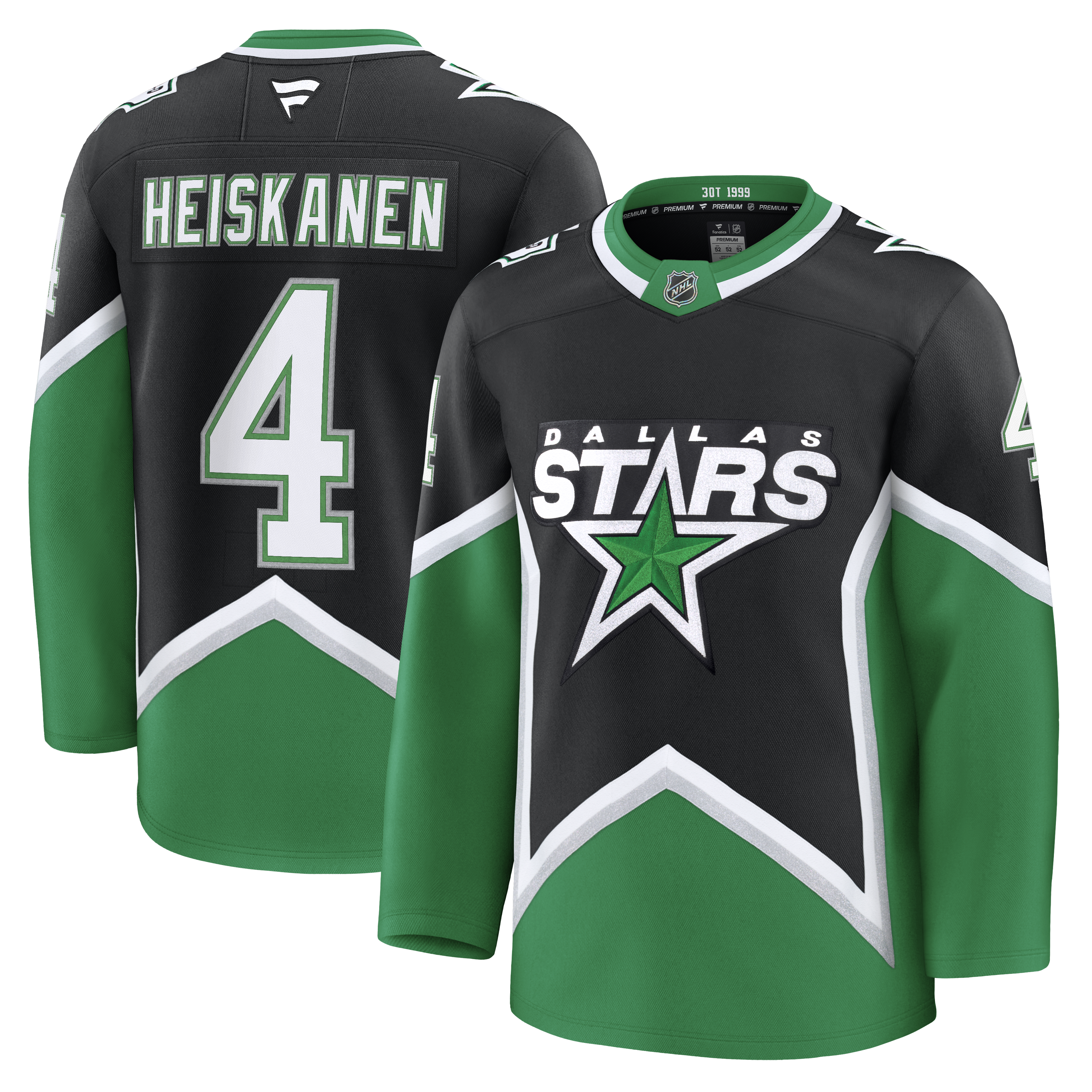 Hockey jersey with 'Dallas Stars' logo and 'Heiskanen' name 
