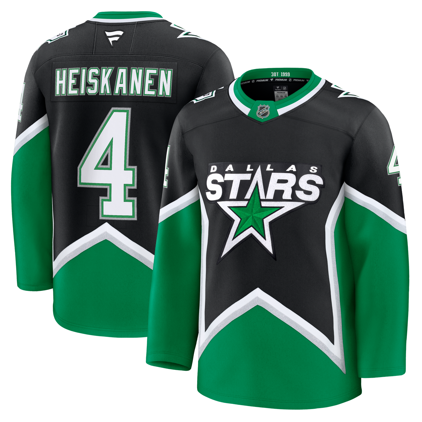 Hockey jersey with 'Dallas Stars' logo and 'Heiskanen' name 
