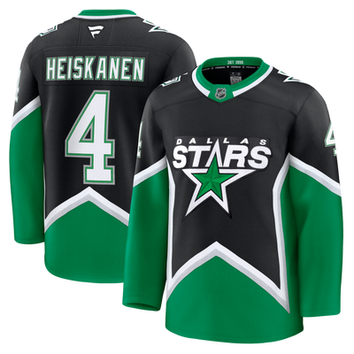 Hockey jersey with 'Dallas Stars' logo and 'Heiskanen' name 
