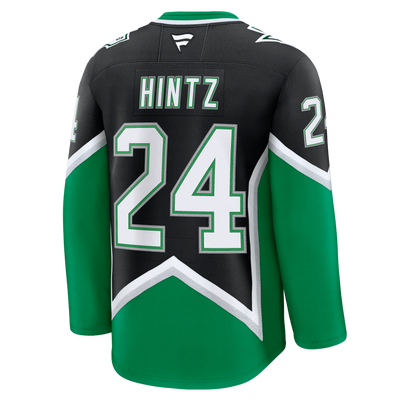 Black and green hockey jersey with 'Hintz' and number '24'