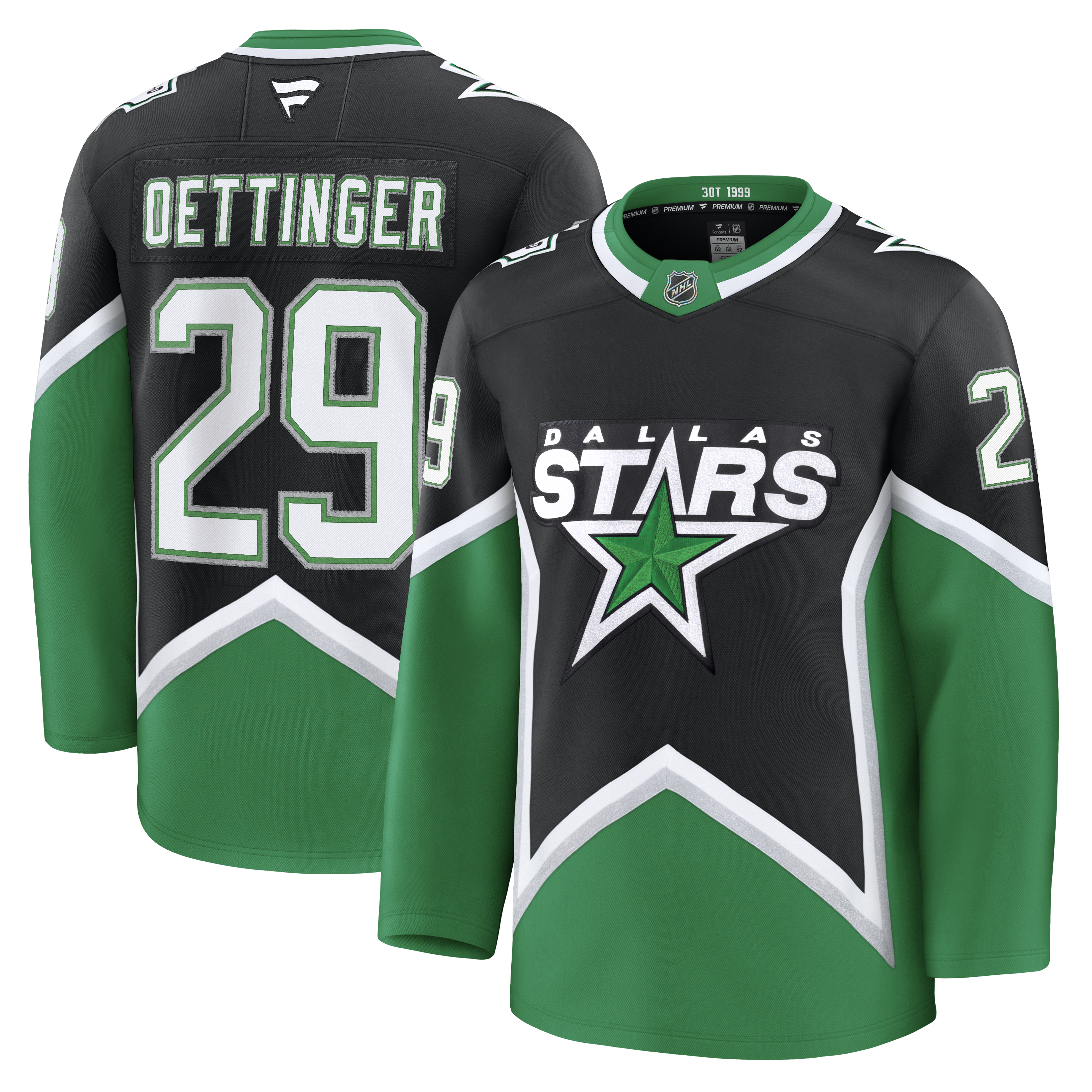 Hockey jersey with 'Dallas Stars' logo and player name 'Oettinger' 