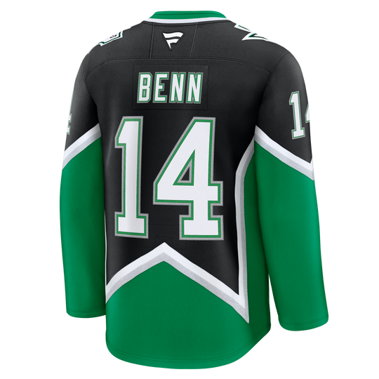 Black and green hockey jersey with &