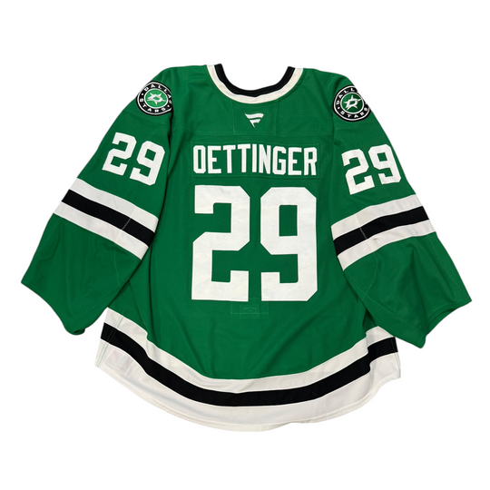 Game worn Dallas Stars home hockey jersey with number 29 and name &