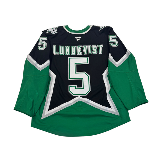 #5 Nils Lundkvist Game Worn '99 Alternate Jersey back view

Jersey on a white background