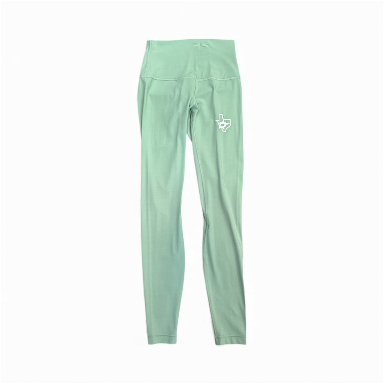Green leggings with a Dallas Stars logo on a white background