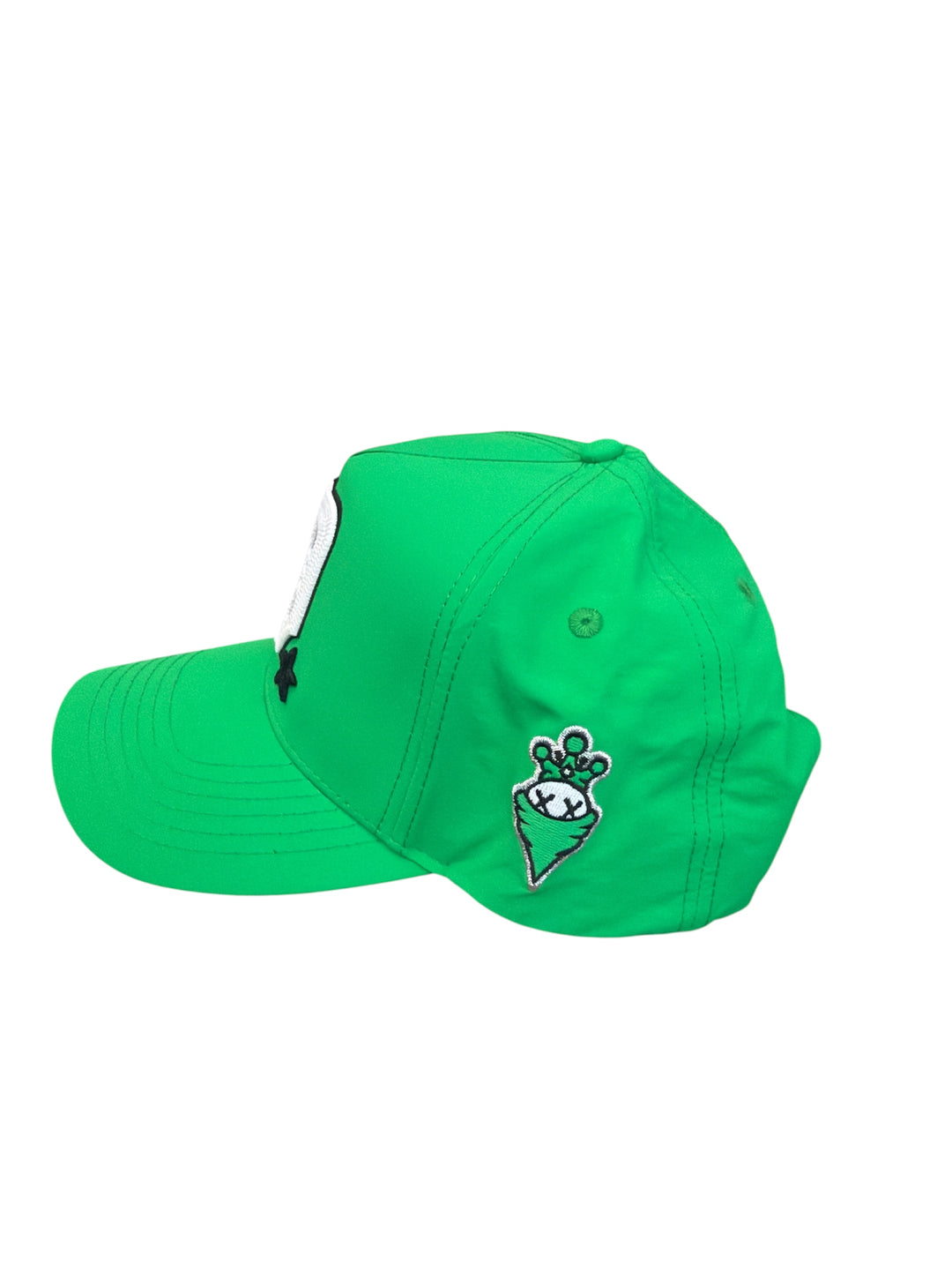 Green cap with a logo on a white background