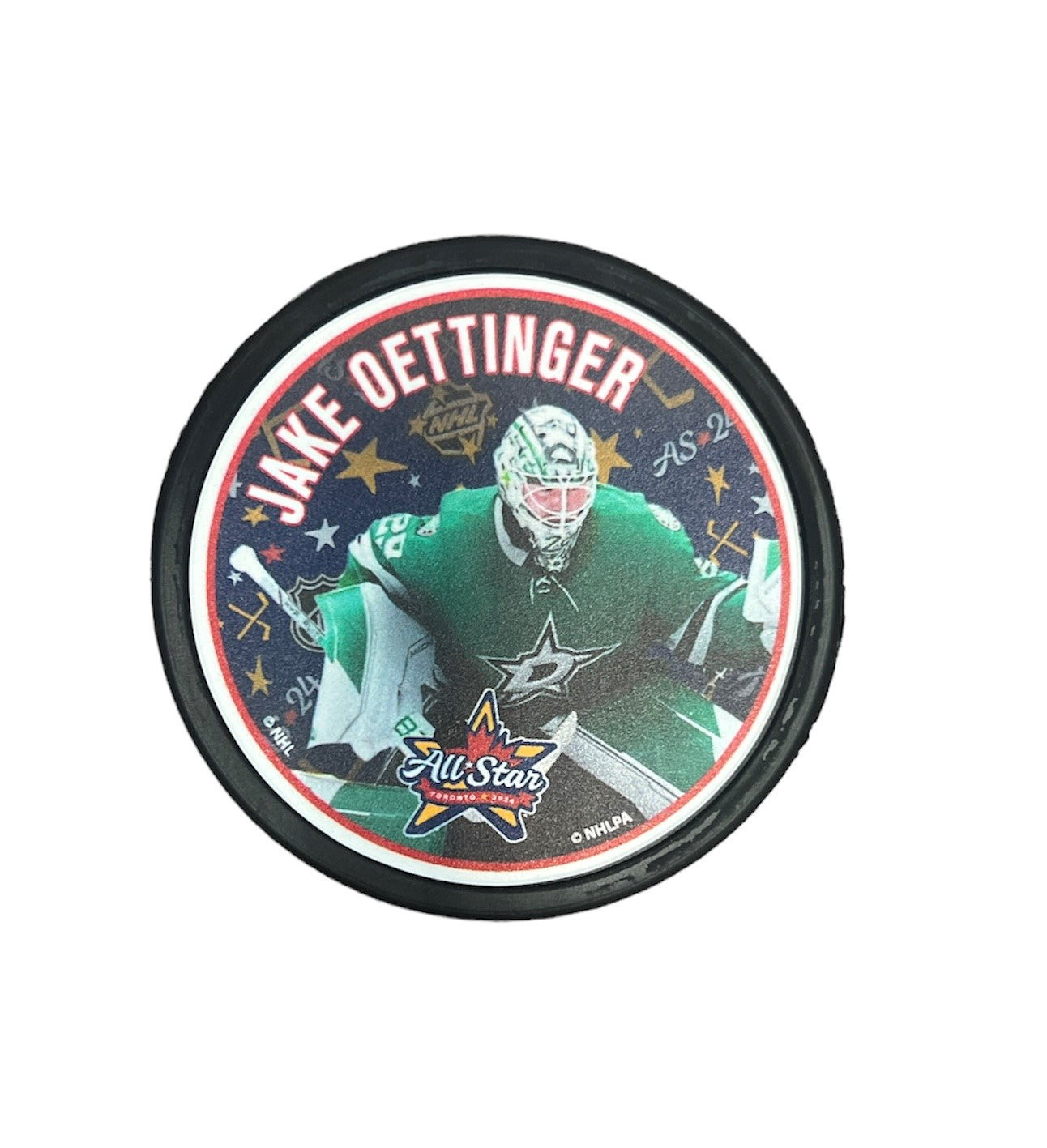 DALLAS STARS MUSTANG JAKE OETTINGER ALL-STAR PUCK - FRONT VIEW