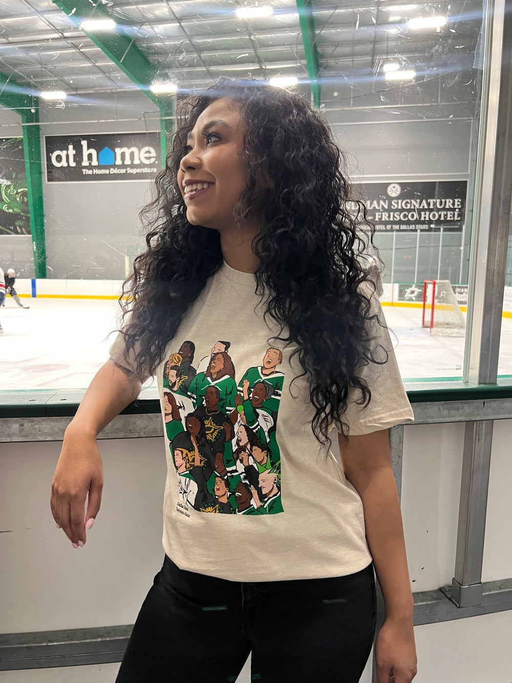 Photo of model wearing Dallas Stars Black History Month Tee