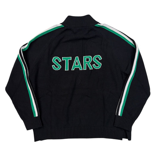Black sweater with 'STARS' text on a white background