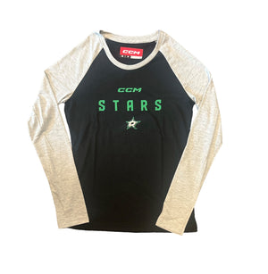 DALLAS STARS CCM WOMEN'S BASEBALL LONG SLEEVE - FRONT VIEW