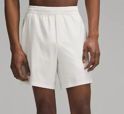 Photo of Lululemon model wearing Pace Breaker Short in Bone