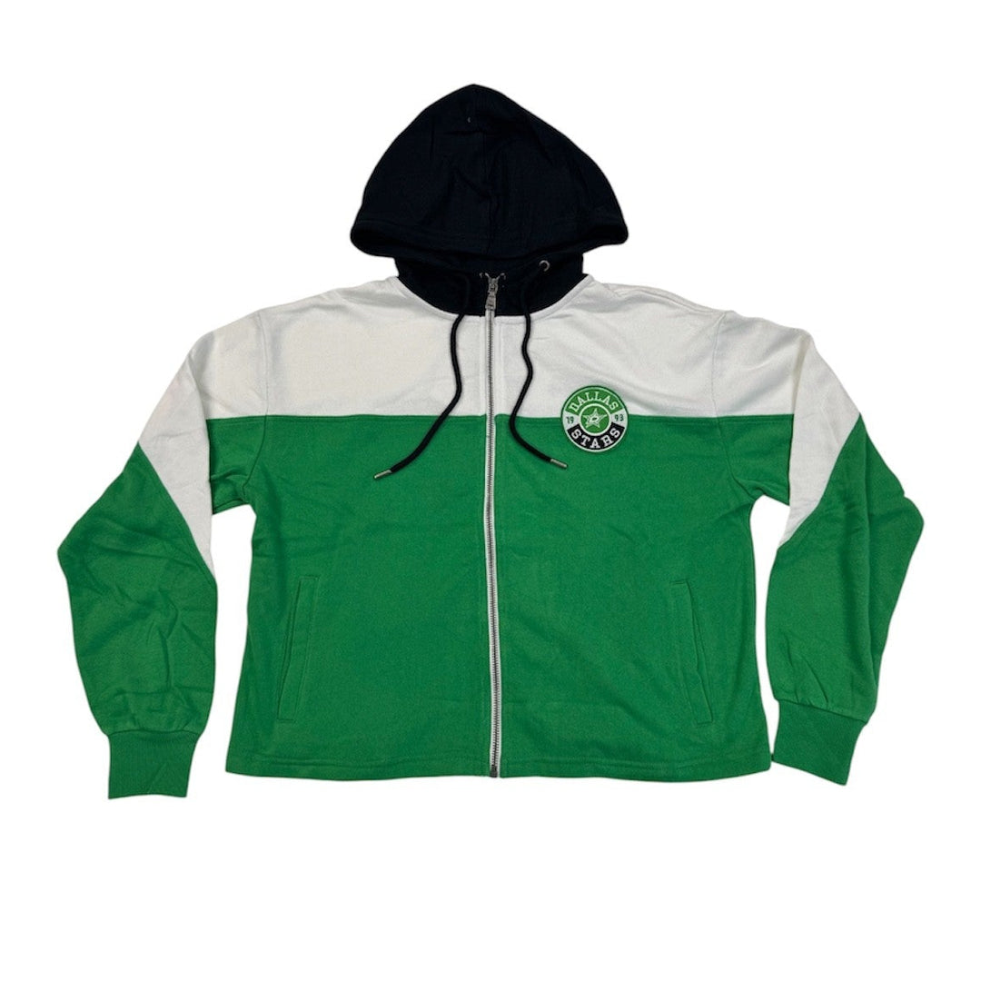 DALLAS STARS WEAR BY ERIN ANDREWS COLOR BLOCK FULL ZIP HOODIE - FRONT VIEW