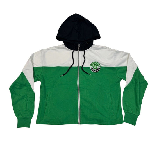 DALLAS STARS WEAR BY ERIN ANDREWS COLOR BLOCK FULL ZIP HOODIE - FRONT VIEW