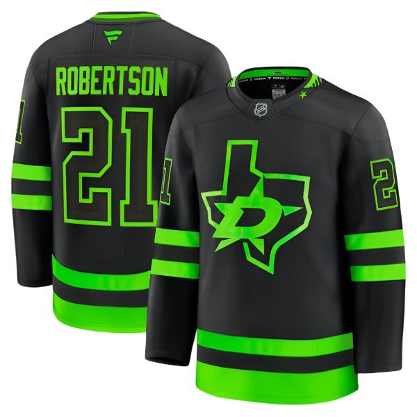 DALLAS STARS FANATICS PREMIUM JASON ROBERTSON 3RD JERSEY - FRONT & BACK VIEW