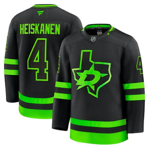 DALLAS STARS FANATICS PREMIUM MIRO HEISKANEN 3RD JERSEY - FRONT & BACK VIEW