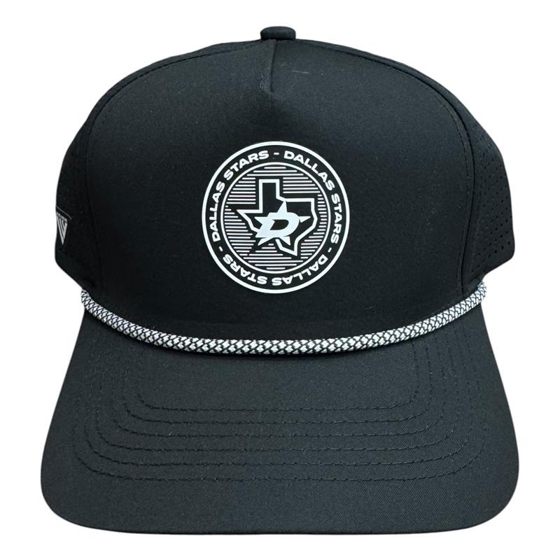 Black Dallas Stars Cap with raised silicone Texas state logo with circle and &