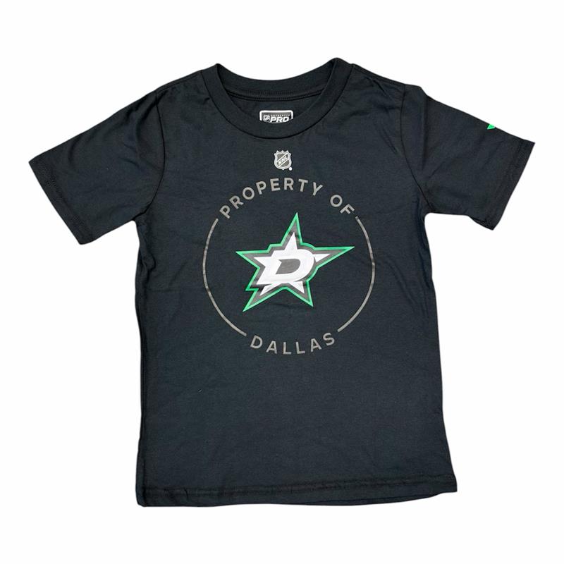 A black Dallas Stars NHL Pro Line t-shirt featuring a TEAM logo with the text &