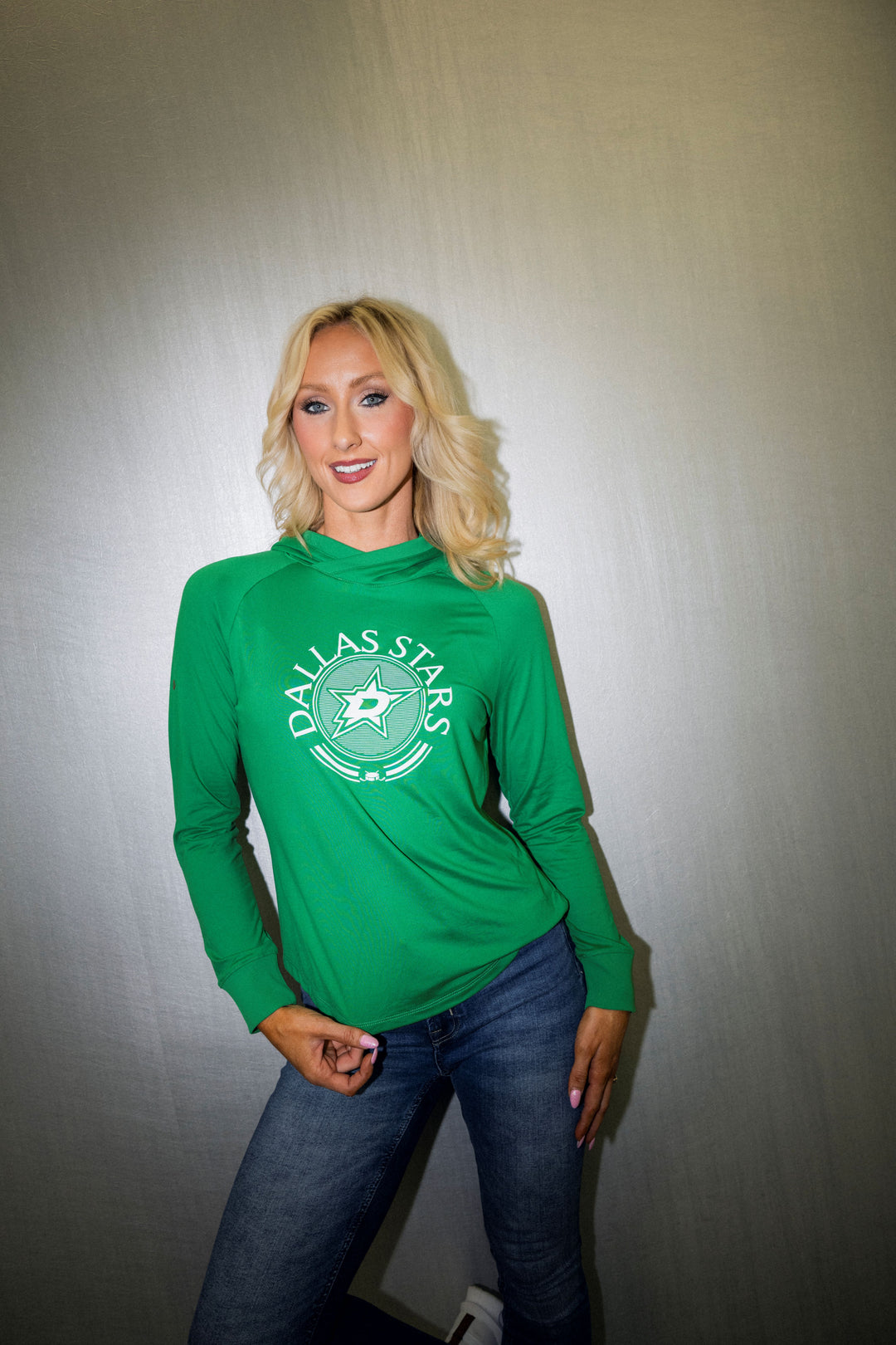 Photo of person wearing Dallas Stars Levelwear hoodie