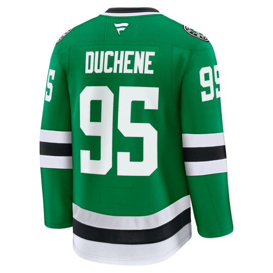 The back of a green Dallas Stars hockey jersey featuring the name &