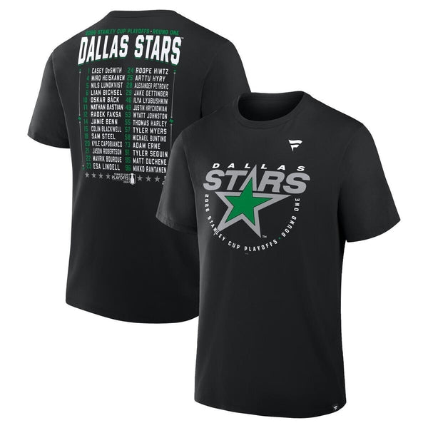 DALLAS STARS FANATICS 2026 ROUND 1 PLAYOFF ROSTER TEE - FRONT & BACK VIEW