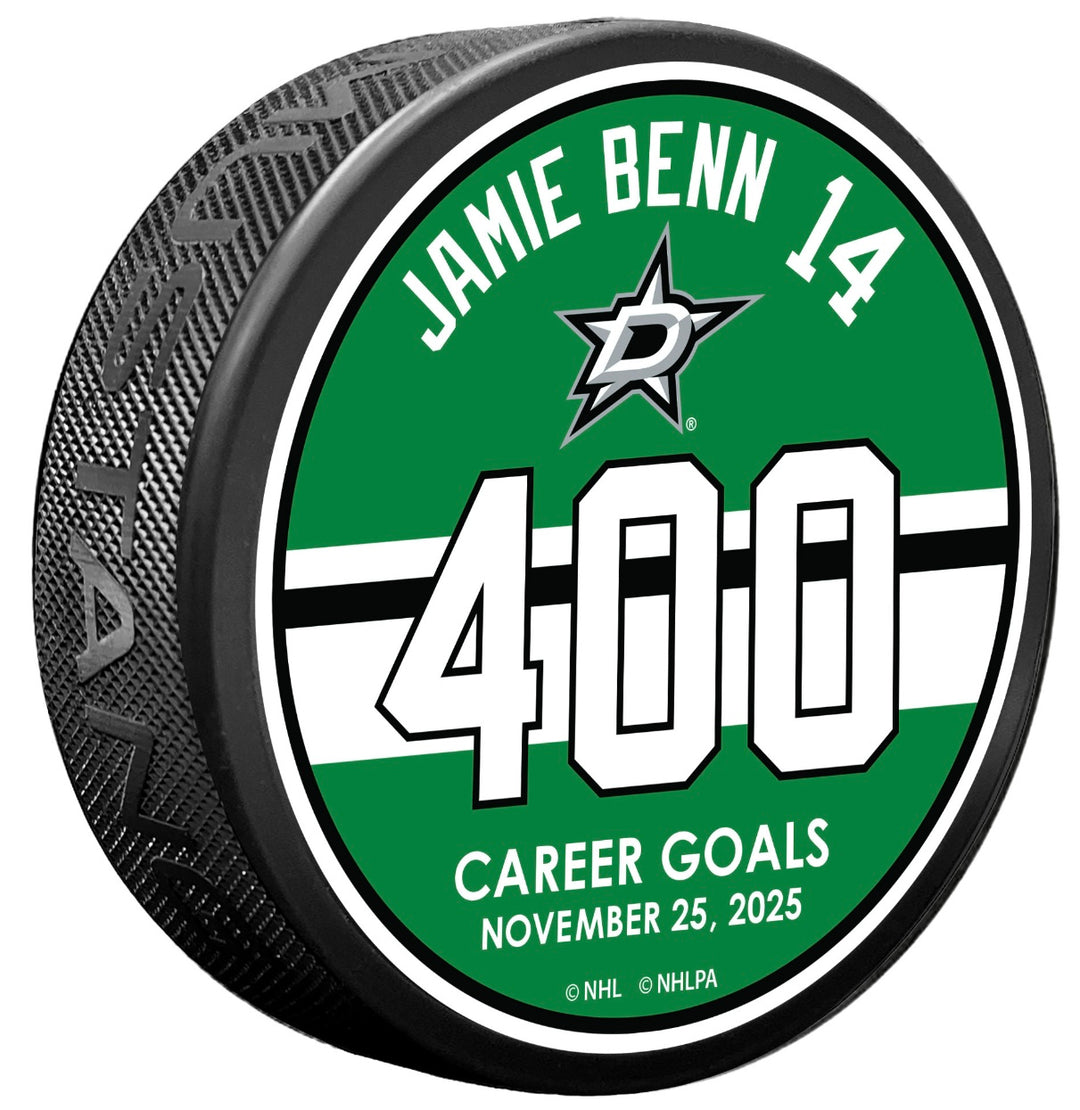 DALLAS STARS JAMIE BENN 400 CAREER GOALS MILESTONE 3-D PUCK 