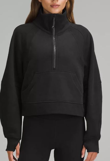 Photo of Lululemon model wearing Scuba oversized funnel-neck half-zip in black