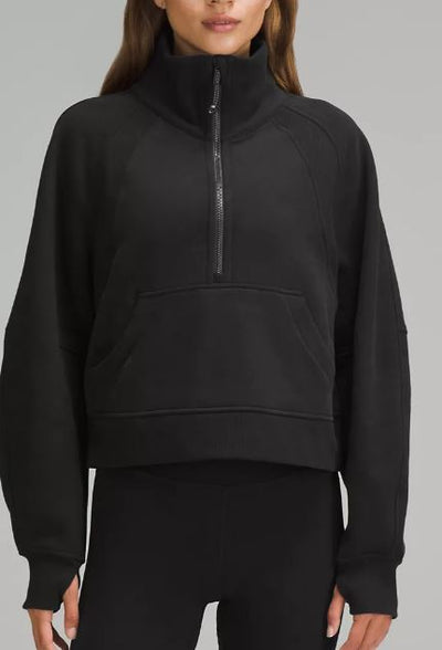 Photo of Lululemon model wearing Scuba oversized funnel-neck half-zip in black