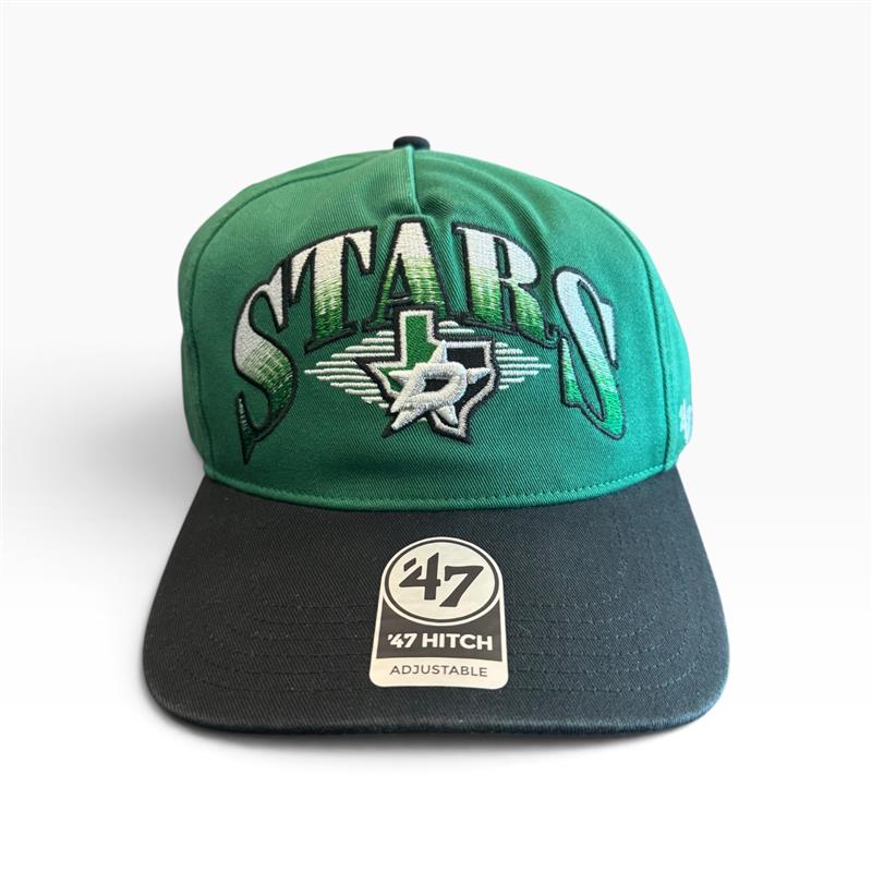 A green and black snapback cap featuring an embroidered &