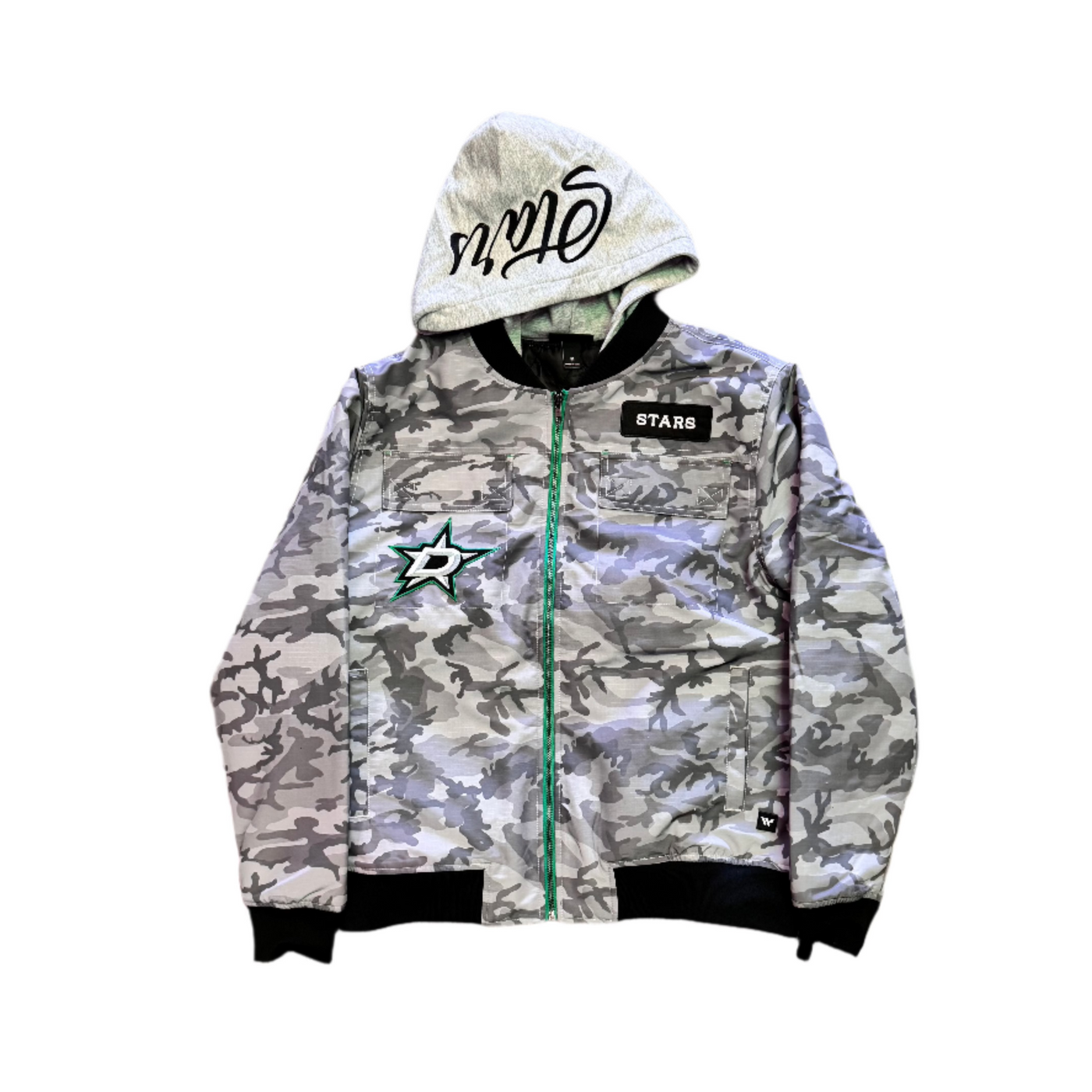 Photo of Dallas Stars Wild Collective Camo Hooded Bomber - Front View