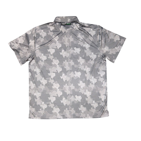 Gray camouflage patterned shirt on a white background