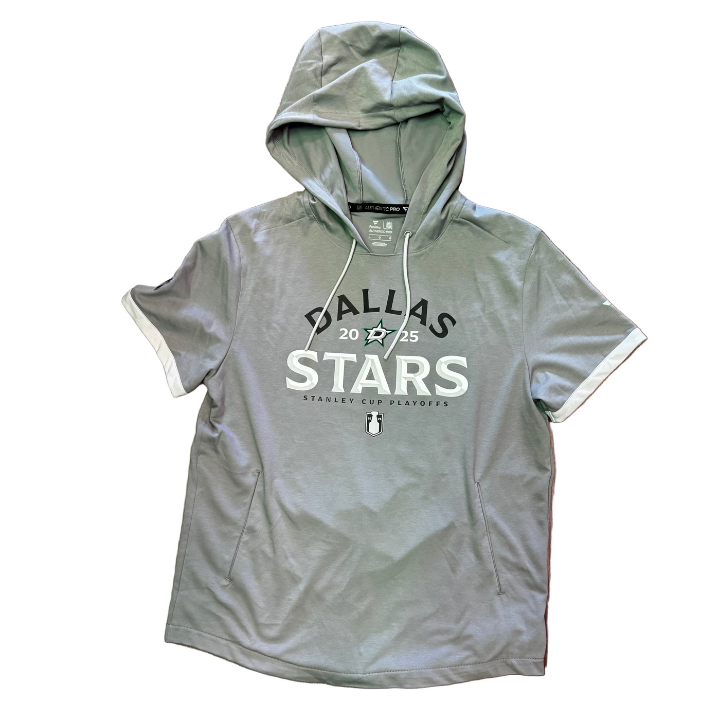 Photo of Dallas Stars Locker Room Short Sleeve Hoody in Grey - Front View