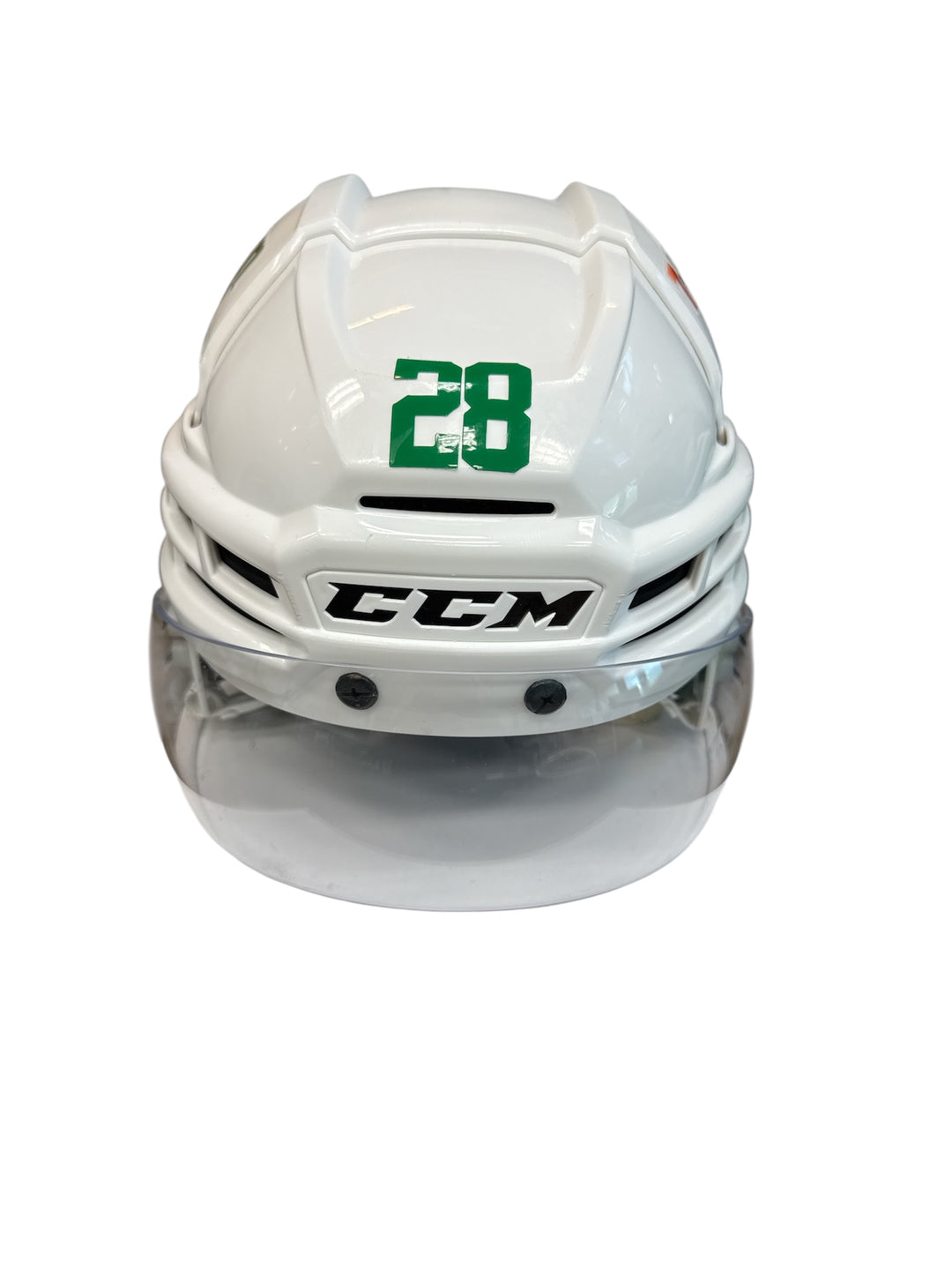 Photo of Dallas Stars #28 Game Worn Away Helmet- Front View