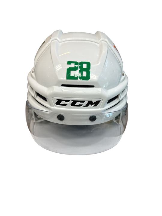 Photo of Dallas Stars #28 Game Worn Away Helmet- Front View