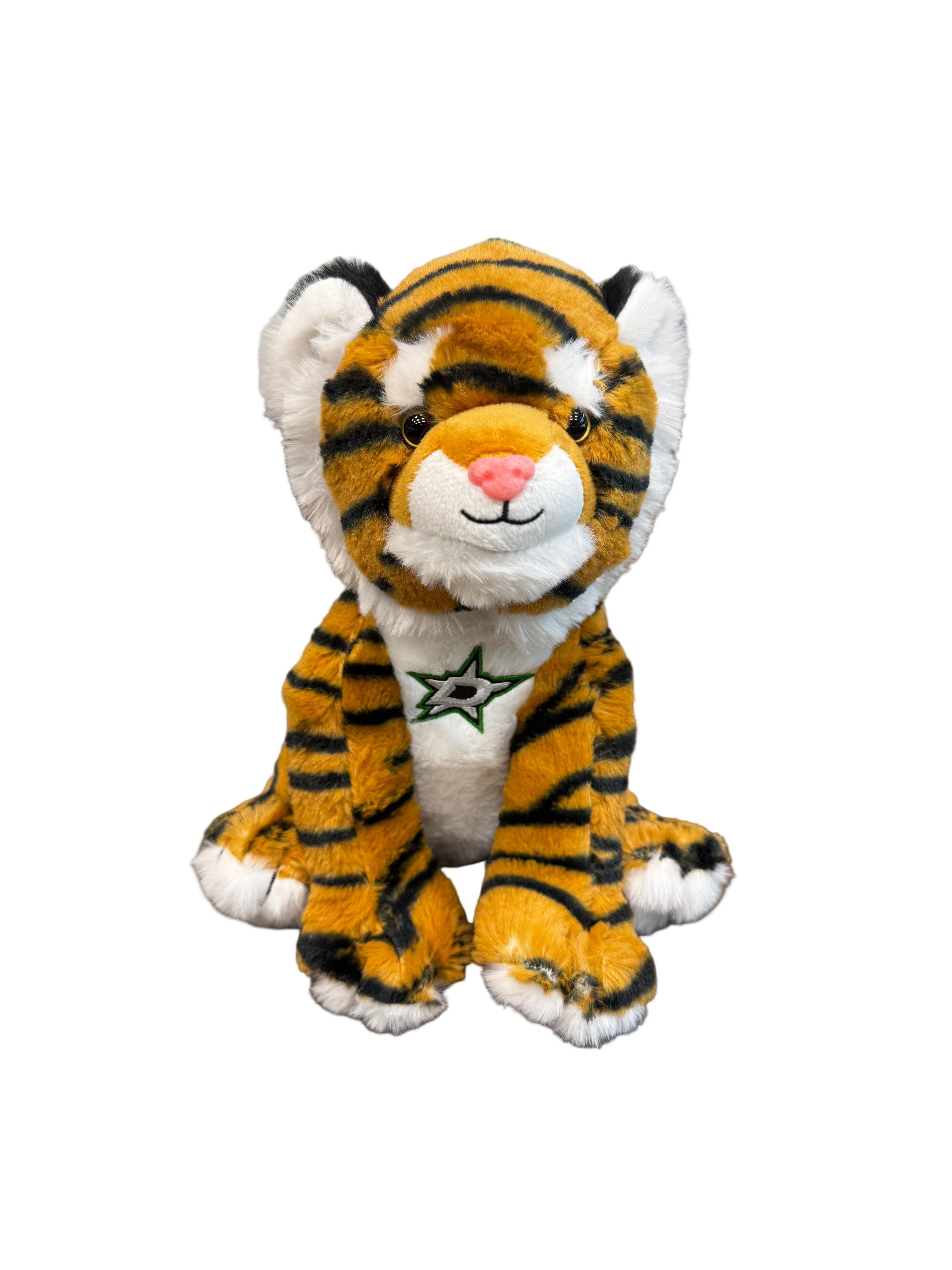 Photo of a plush tiger with Dallas Stars Logo - Front View
