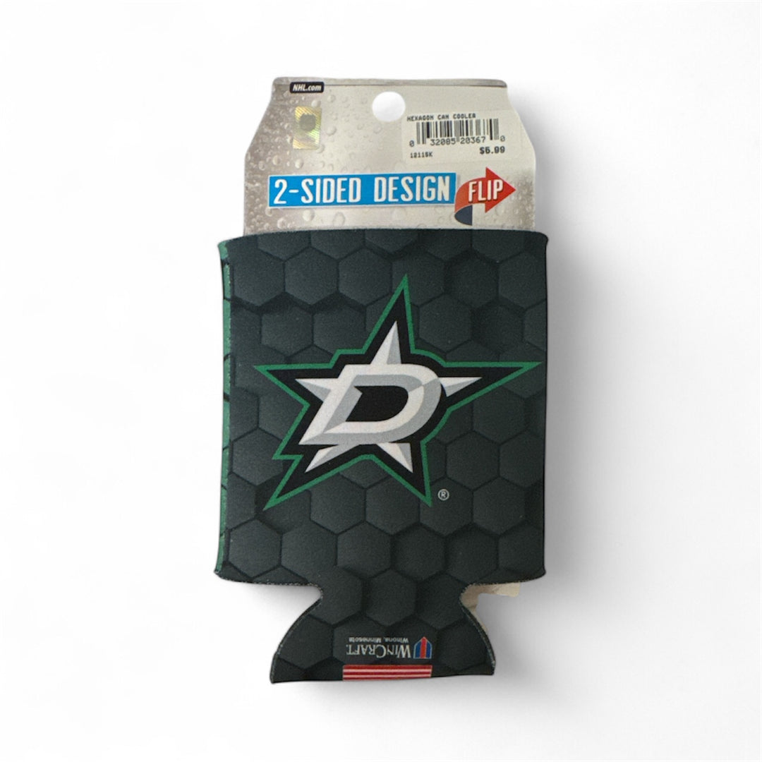 Hexagonal can cooler with Dallas Stars logo on a white background