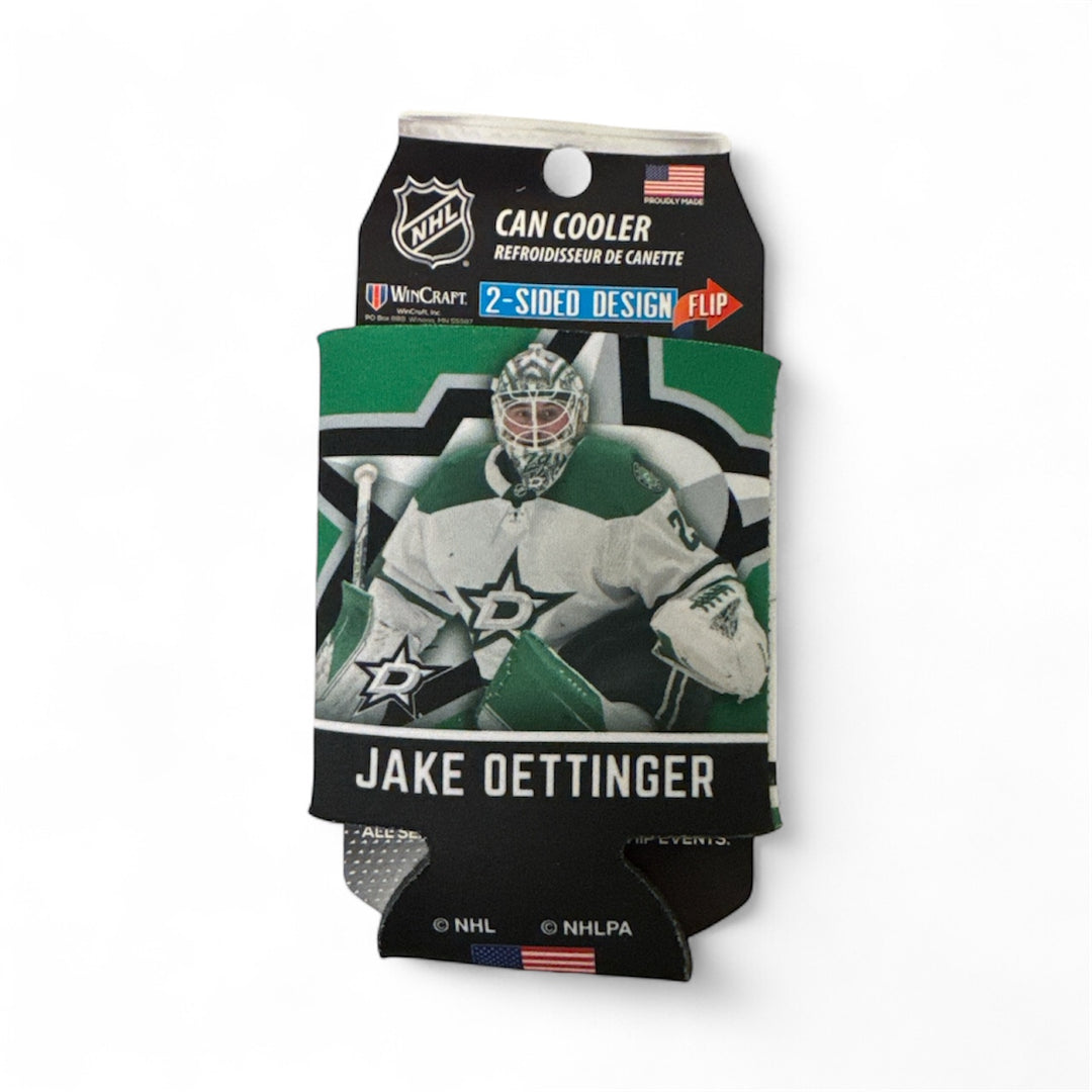 Can cooler with hockey player design and NHL branding
