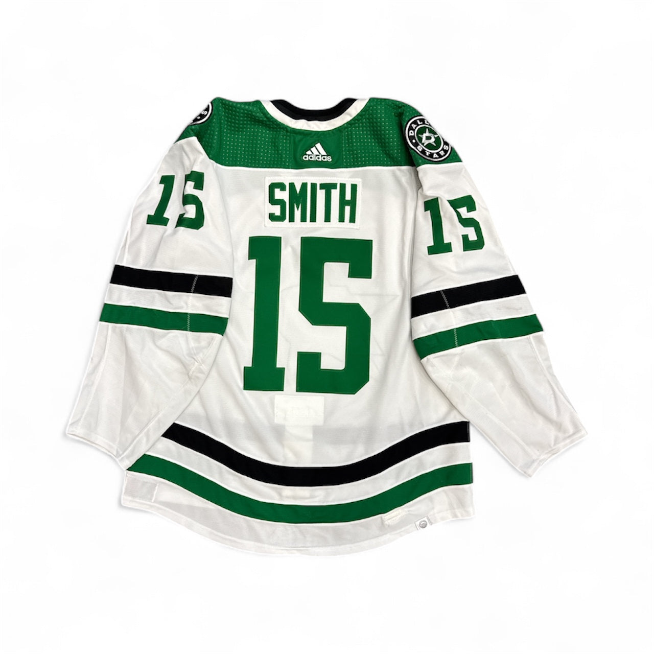 Photo of Dallas Stars #15 Smith Game Worn Jersey Away White - Back View