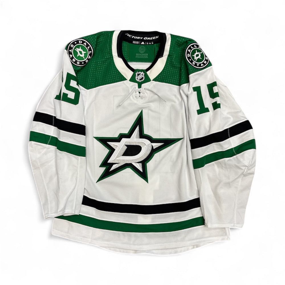 Photo of Dallas Stars #15 Smith Game Worn Jersey Away White - Front View