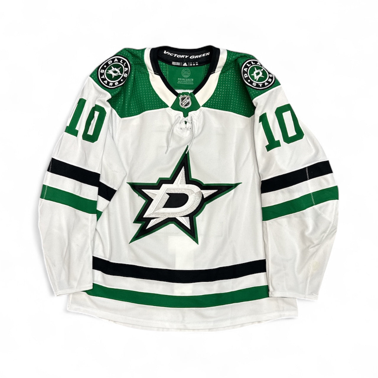 Photo of Dallas Stars #10 Dellandrea Game Worn Jersey Away White - Front View