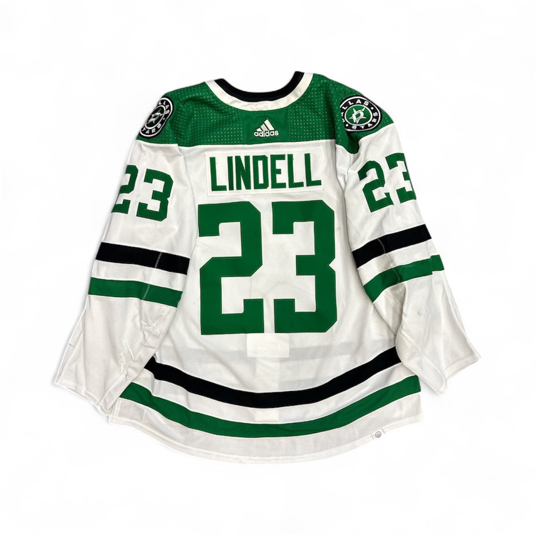 Photo of Dallas Stars #23 Lindell Game Worn Jersey Away White - Back View