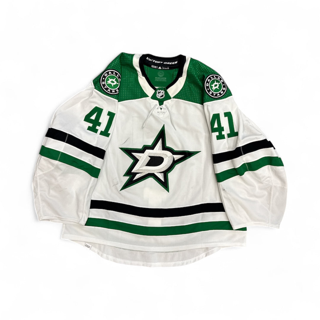Photo of Dallas Stars #41 Wedgewood Game Worn Jersey Away White - Front View