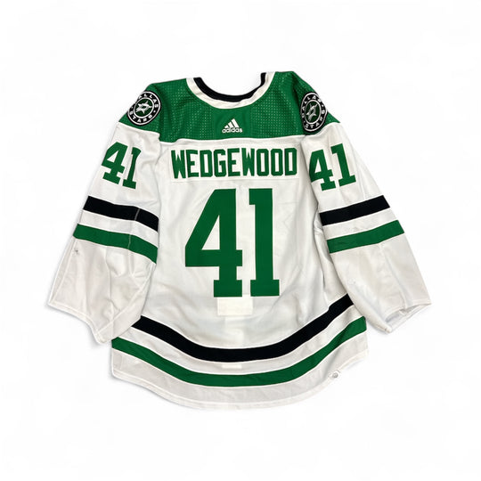 Photo of Dallas Stars #41 Wedgewood Game Worn Jersey Away White - Back View